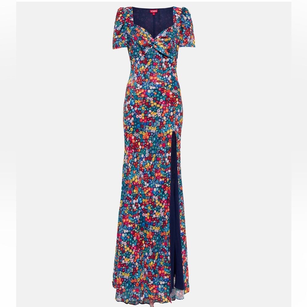 STAUD Lea floral print knot front maxi dress (SIZE 2)